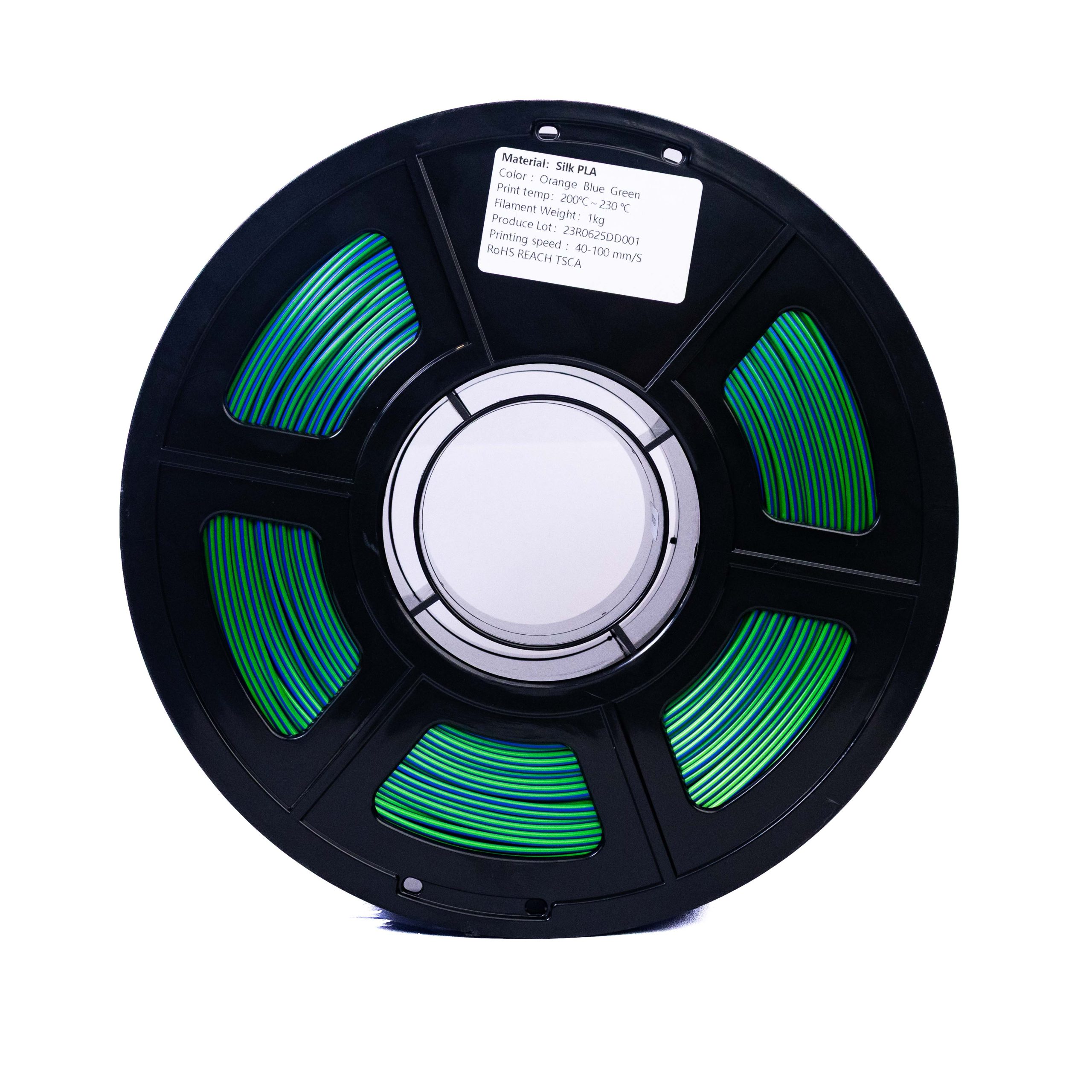Filamento PLA Silk Tricolor Laranja, Azul e Verde 5