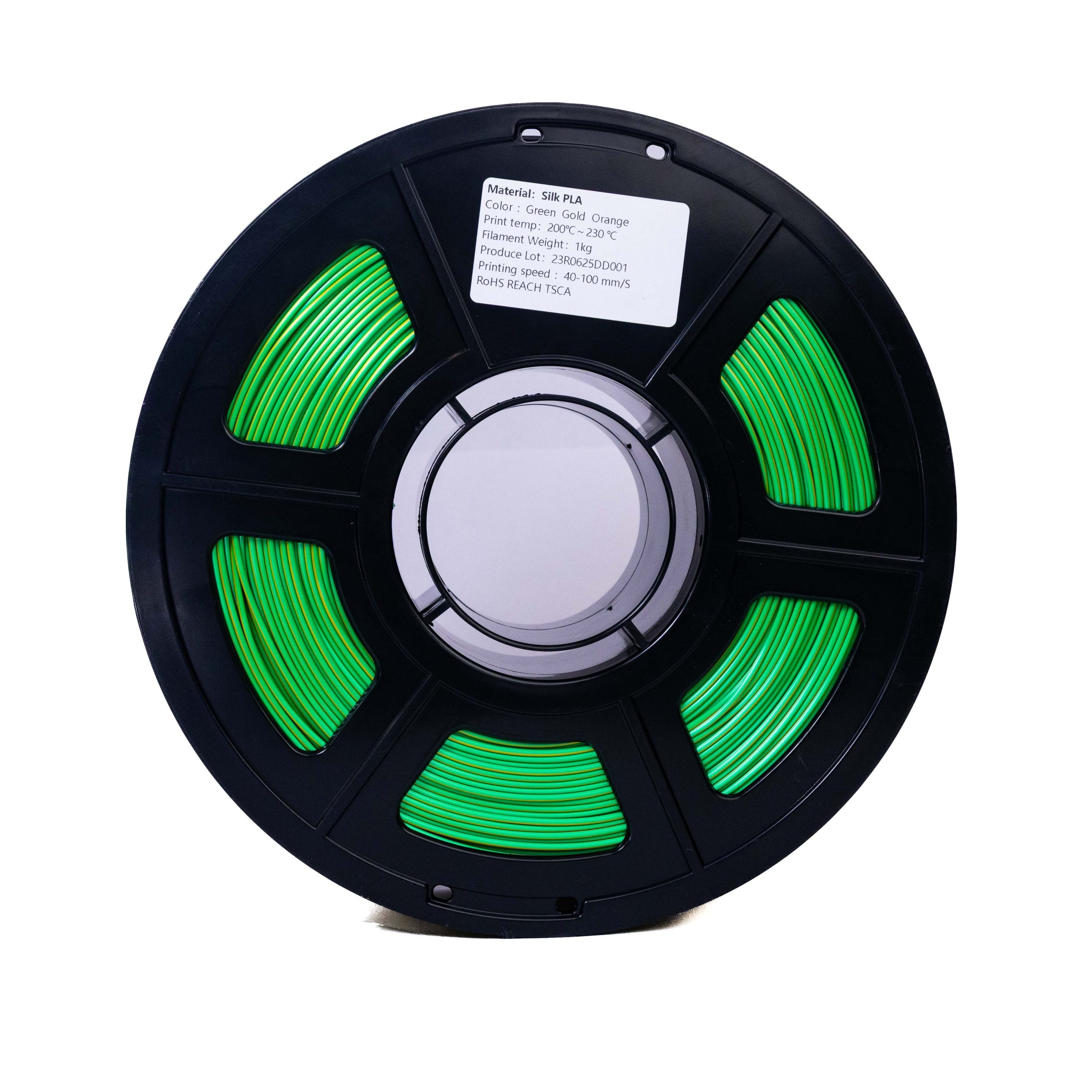 Filamento PLA Silk Tricolor Verde, Dourado e Laranja 5