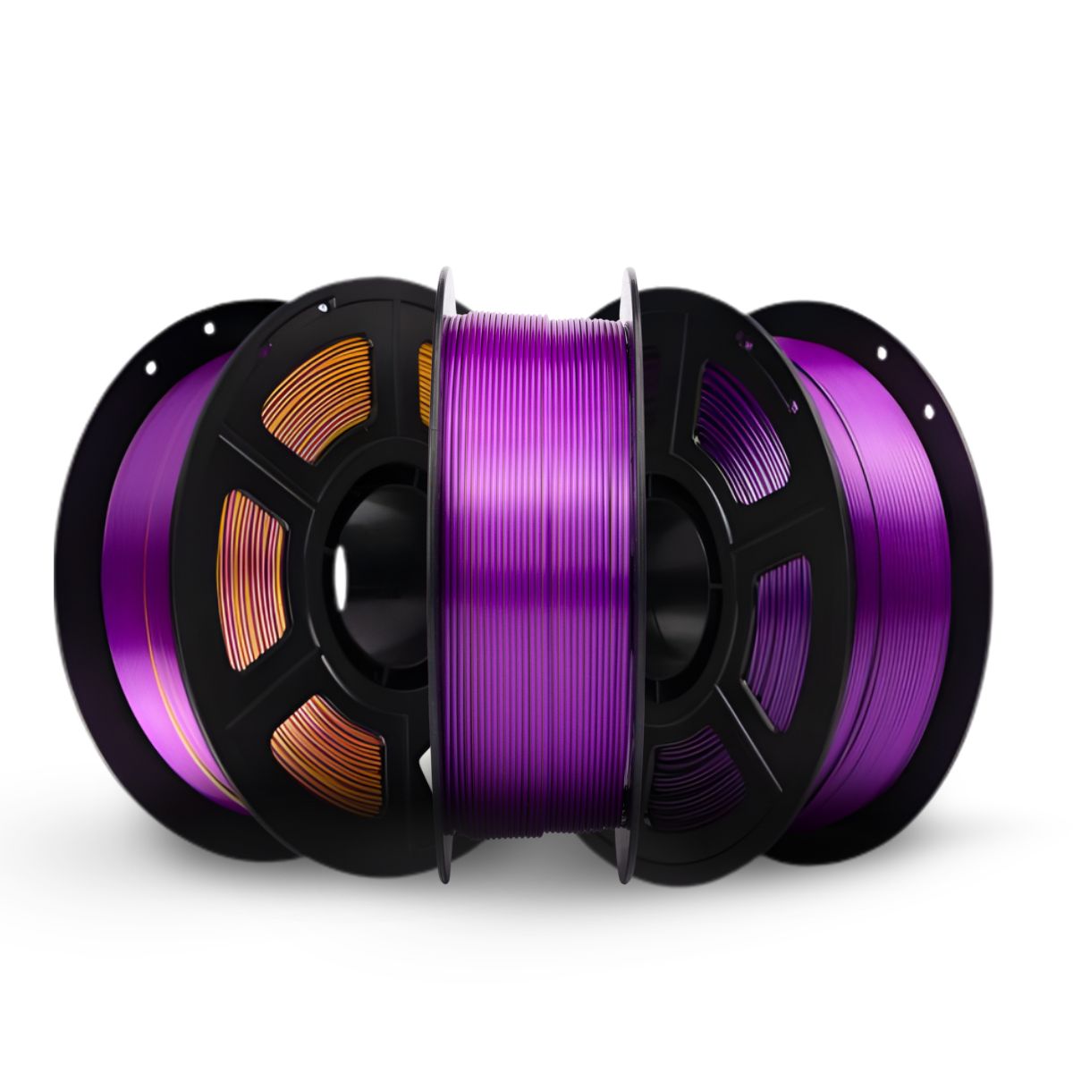 Filamento PLA Silk Tricolor Preto, Roxo e Dourado