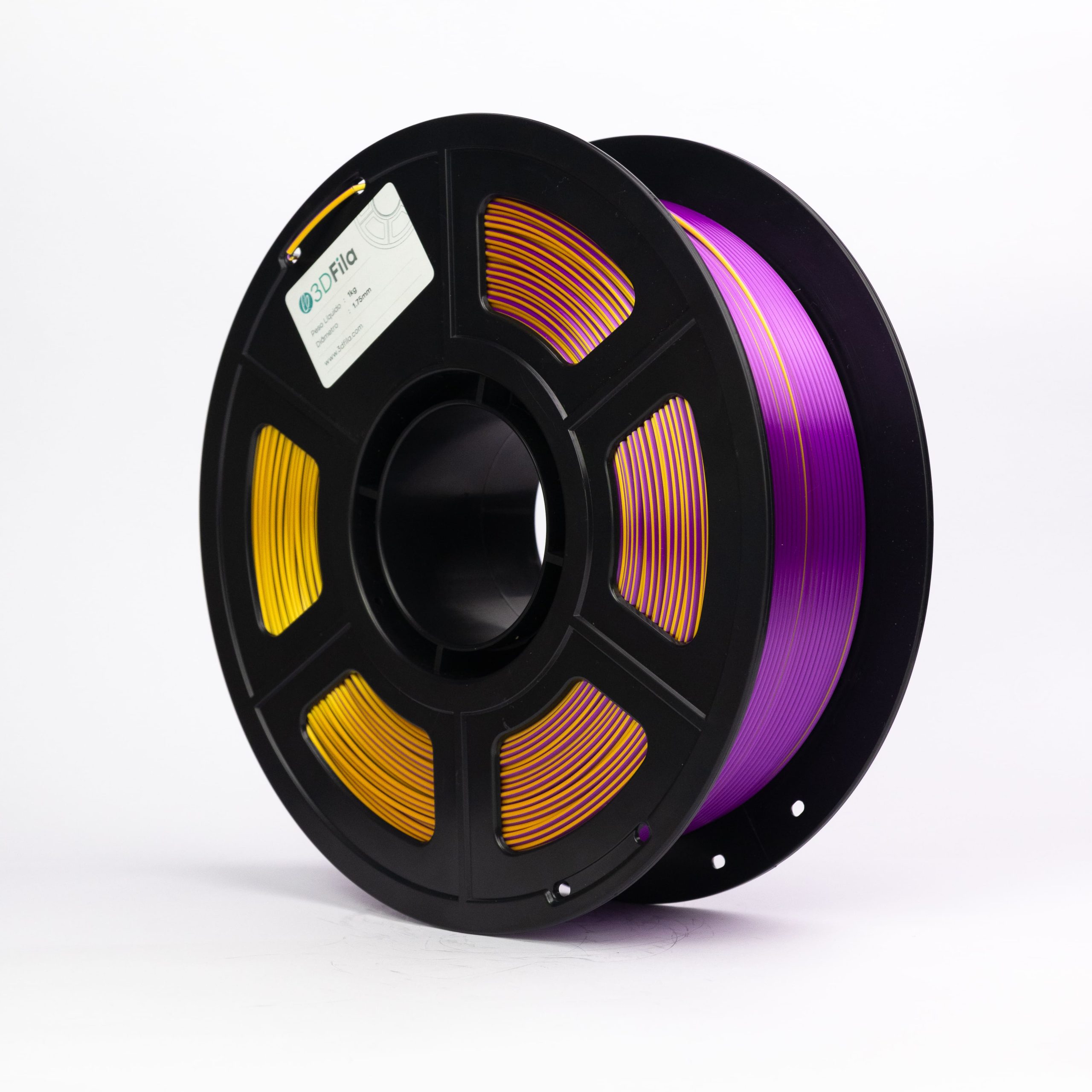 Filamento PLA Silk Tricolor Preto, Roxo e Dourado 3